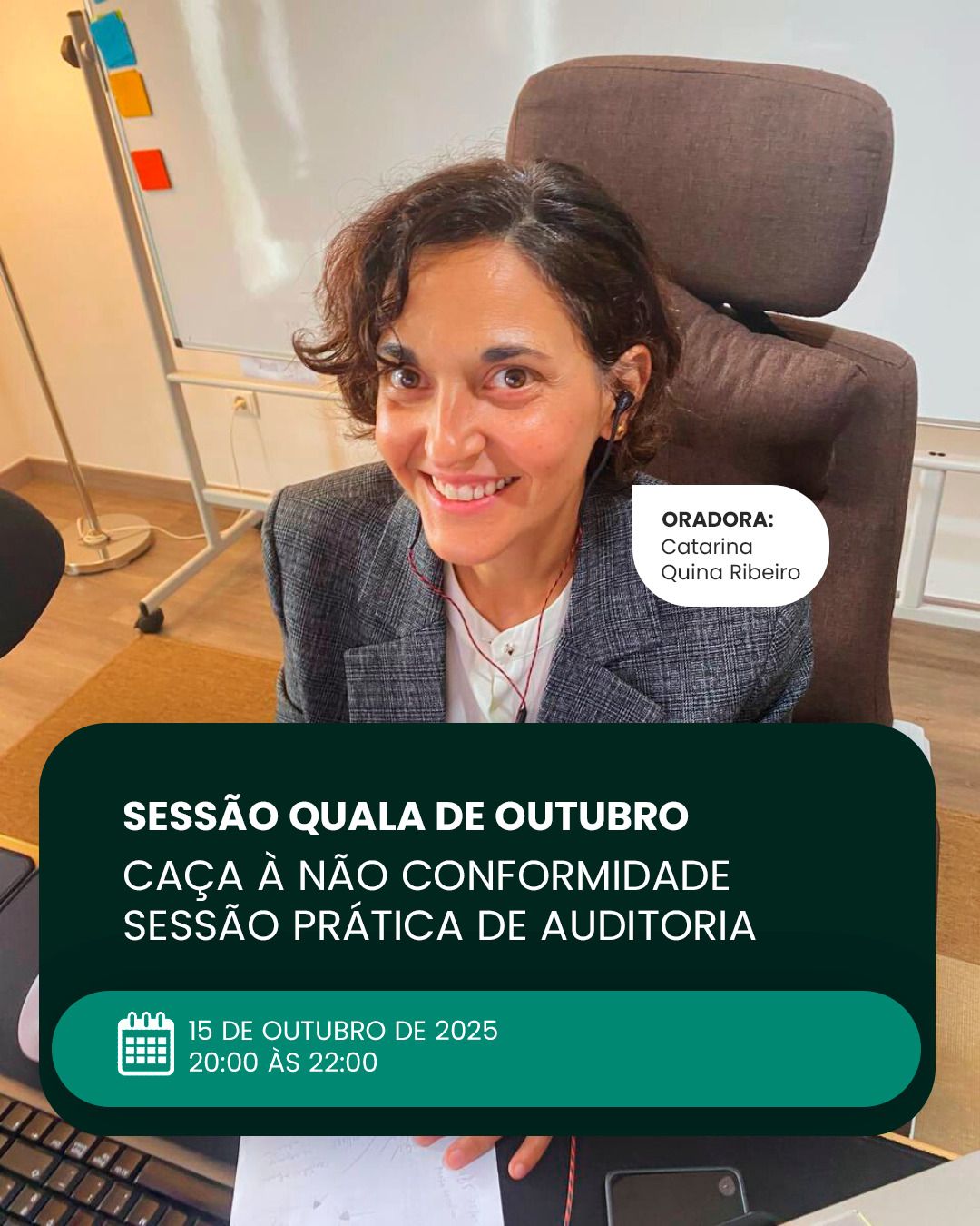 Catarina Quina Ribeiro em sessão de formação e discussão técnica sobre auditorias