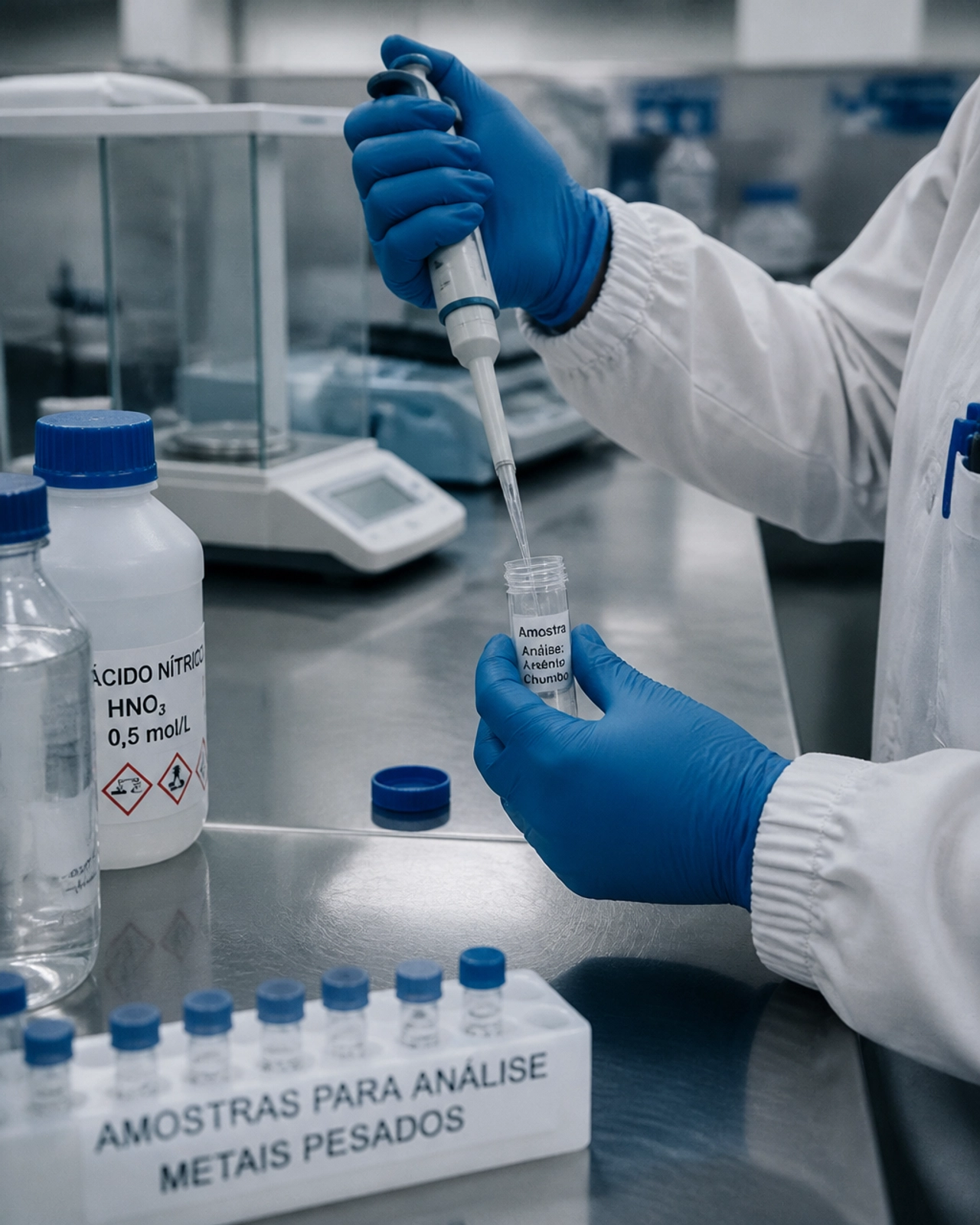 Análise laboratorial para deteção de contaminantes químicos em alimentos