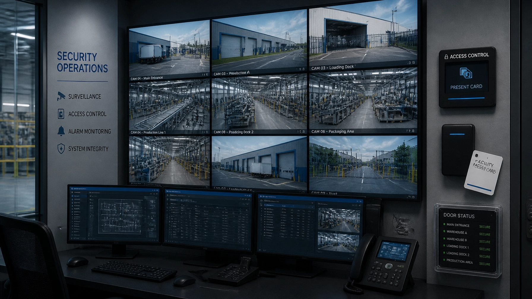 Monitorização de segurança física e controlo de acessos em ambiente industrial