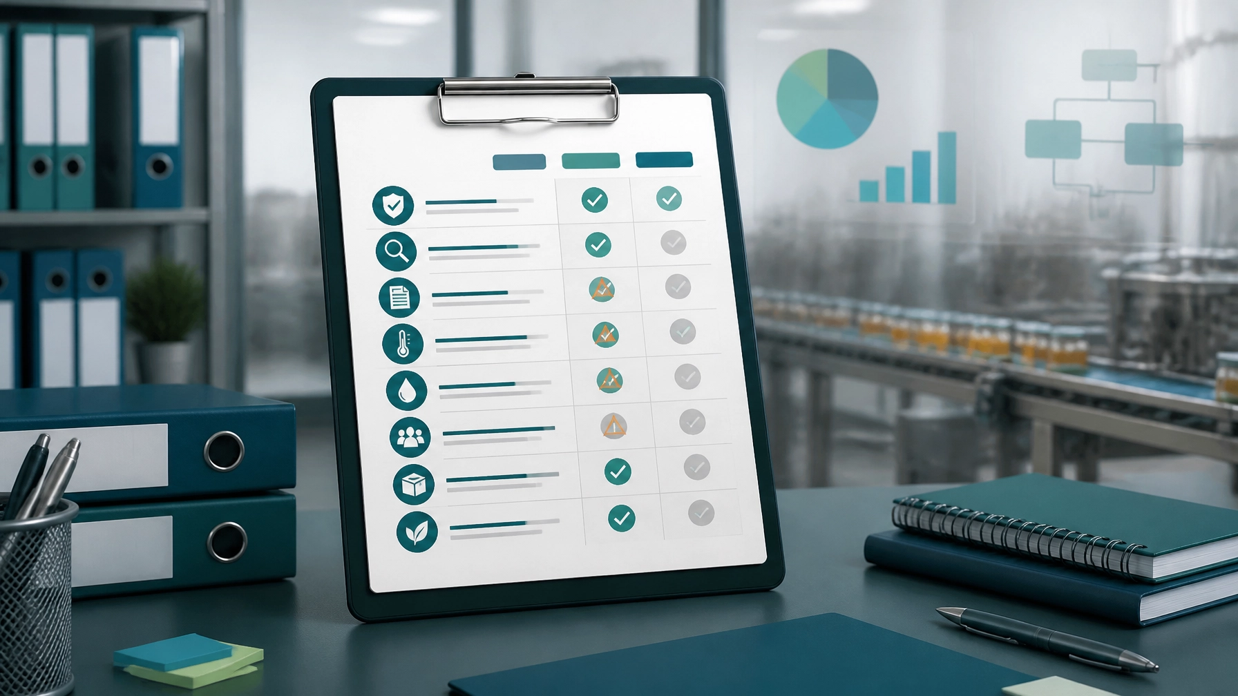 Checklist visual para avaliação de lacunas e preparação documentada de uma auditoria BRCGS